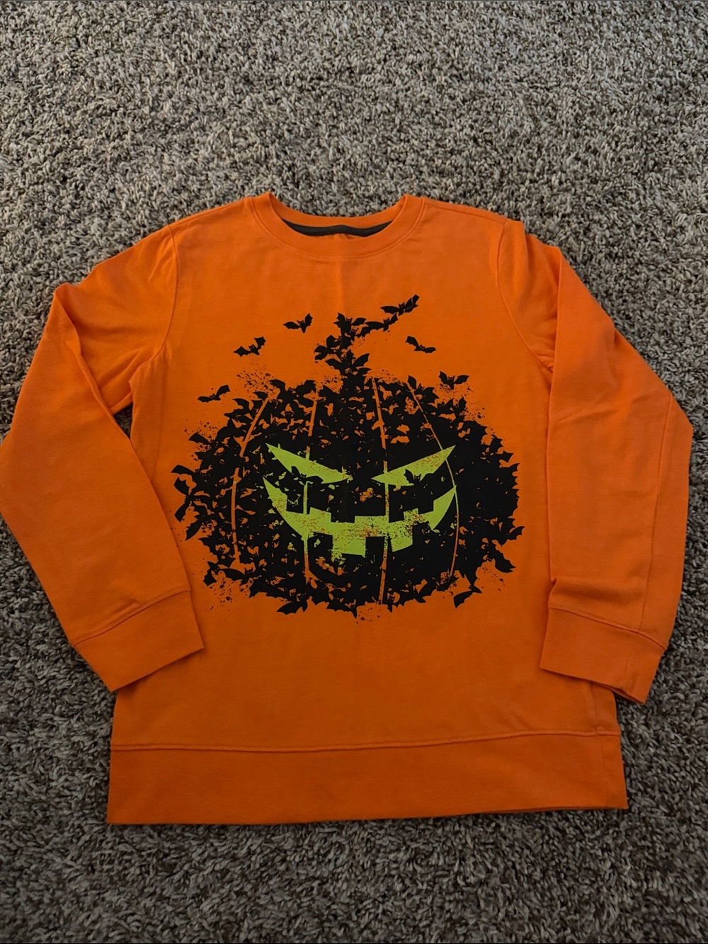 Cat & Jack Orange Long Sleeve Pumpkin Graphic Tee